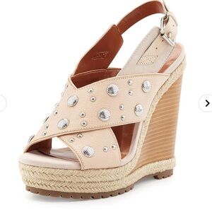 Rebecca Minkoff Blush Studded Leather Espadrille Wedges